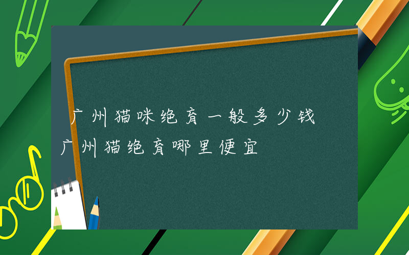 广州猫咪绝育一般多少钱 广州猫绝育哪里便宜